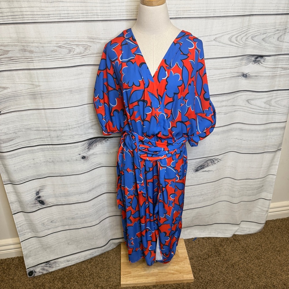 Eloquii Multicolor Dress with Blue and Red